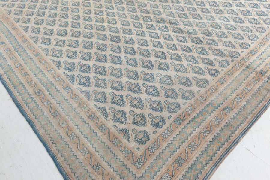 Large Antique Indian Agra Beige Background Rug BB5054