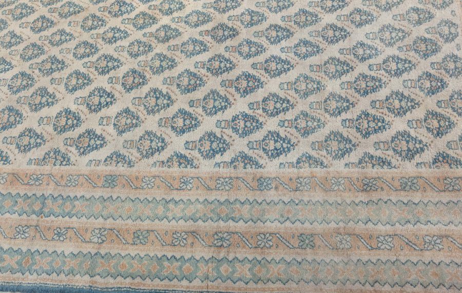 Large Antique Indian Agra Beige Background Rug BB5054