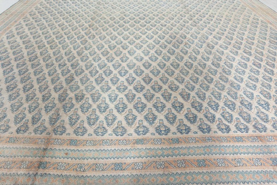 Large Antique Indian Agra Beige Background Rug BB5054