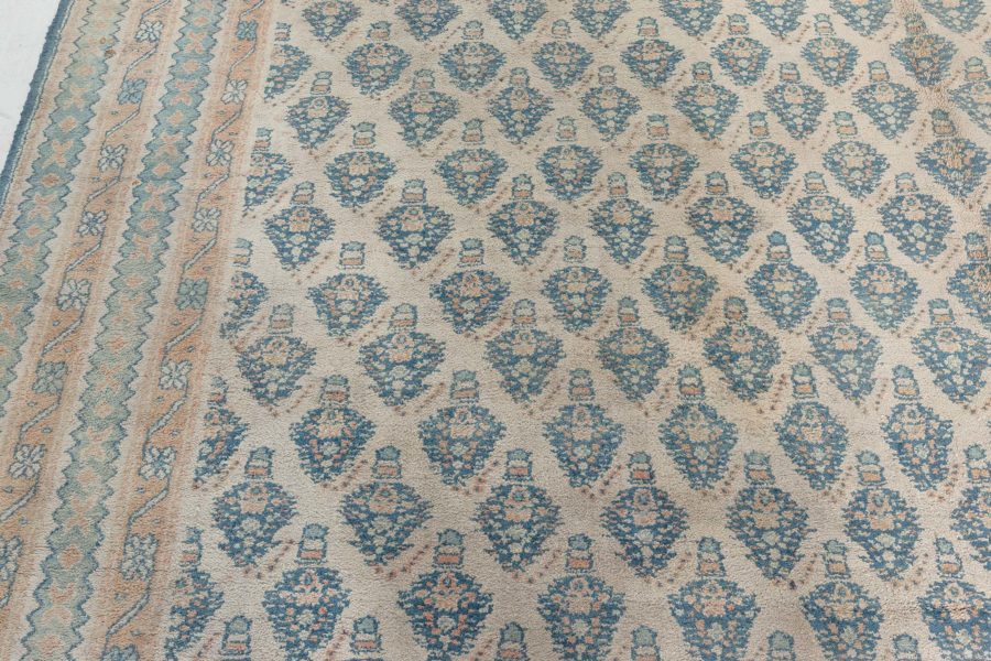 Large Antique Indian Agra Beige Background Rug BB5054