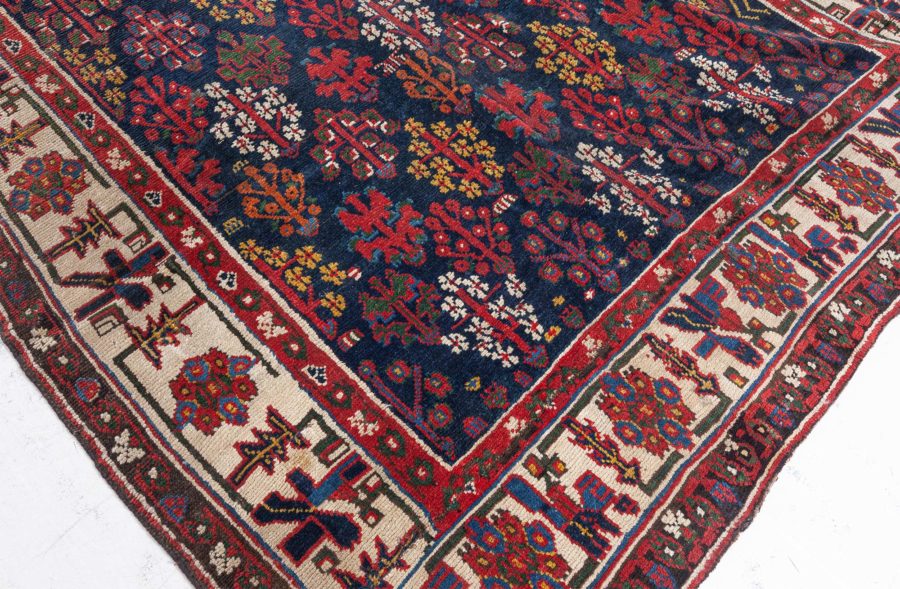 19th Century North West Persian Botanic Handwoven Wool Rug BB5087