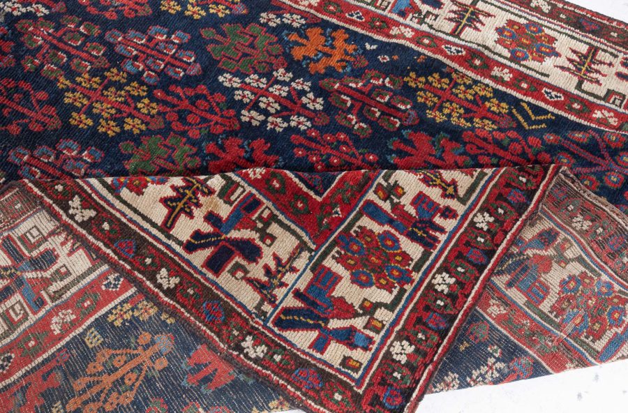 19th Century North West Persian Botanic Handwoven Wool Rug BB5087