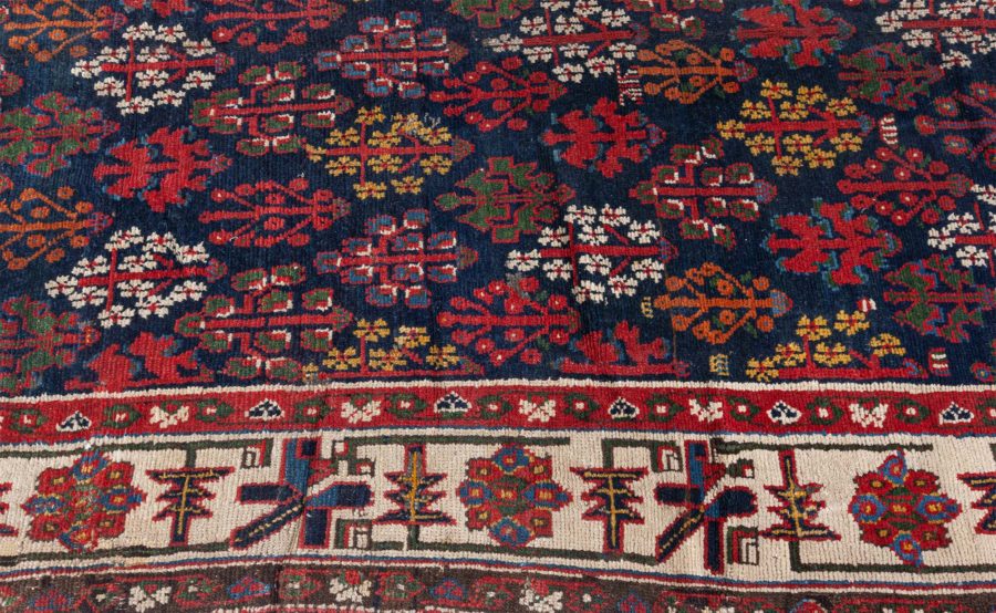 19th Century North West Persian Botanic Handwoven Wool Rug BB5087