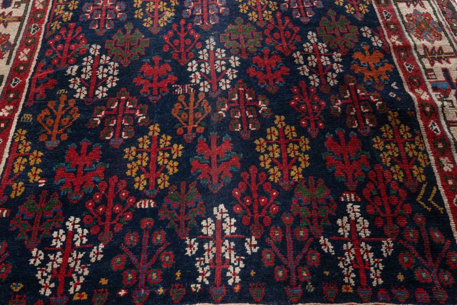 19th Century North West Persian Botanic Handwoven Wool Rug BB5087