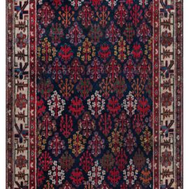 Persian Antique Allover Floral Ivory Hand-Knotted Wool Rug – Circa 1870 BB5087