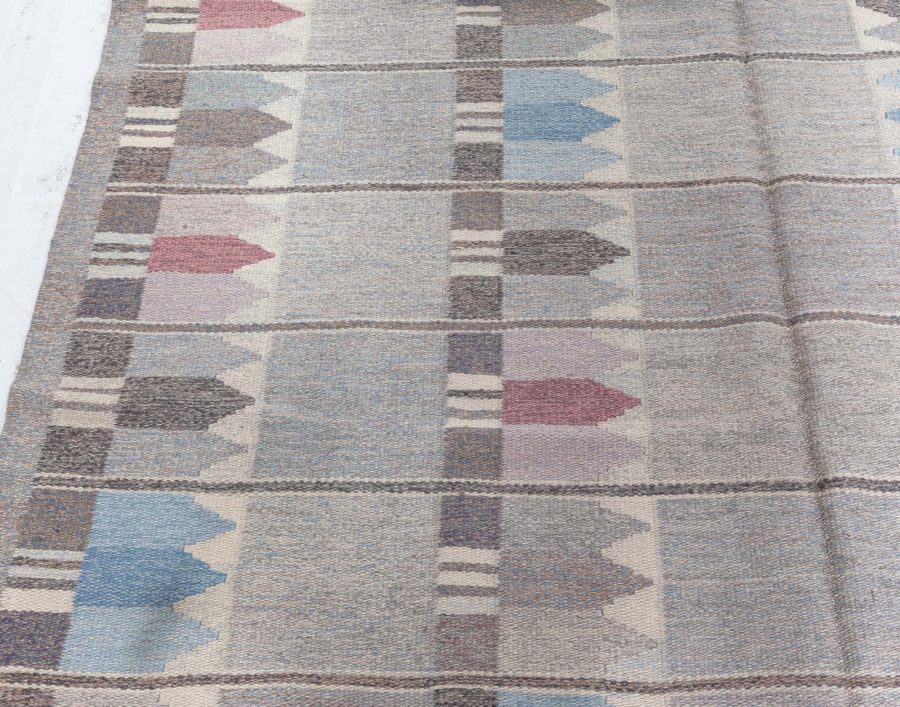 One-of-a-Kind Geometric Blue, Pink, Grey Swedish Rölakan by Kerstin Butler BB5097