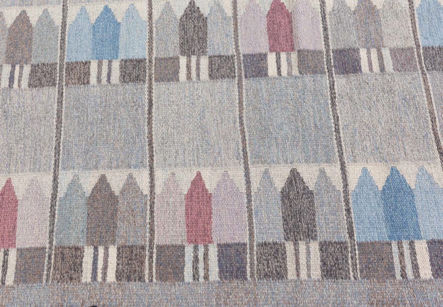 One-of-a-Kind Geometric Blue, Pink, Grey Swedish Rölakan by Kerstin Butler BB5097