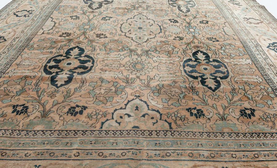 Early 20th Century Neutral Brown Persian Meshad Handwoven Wool Rug BB5111