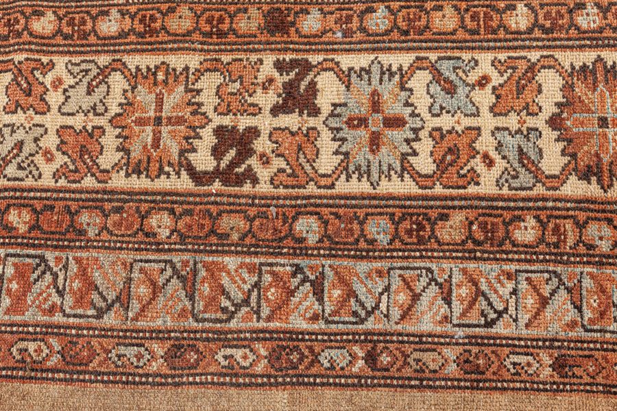 19th Century Persian Malayer Orange, Rust, Brown and Cool Blue-Grey Wool Runner BB5117