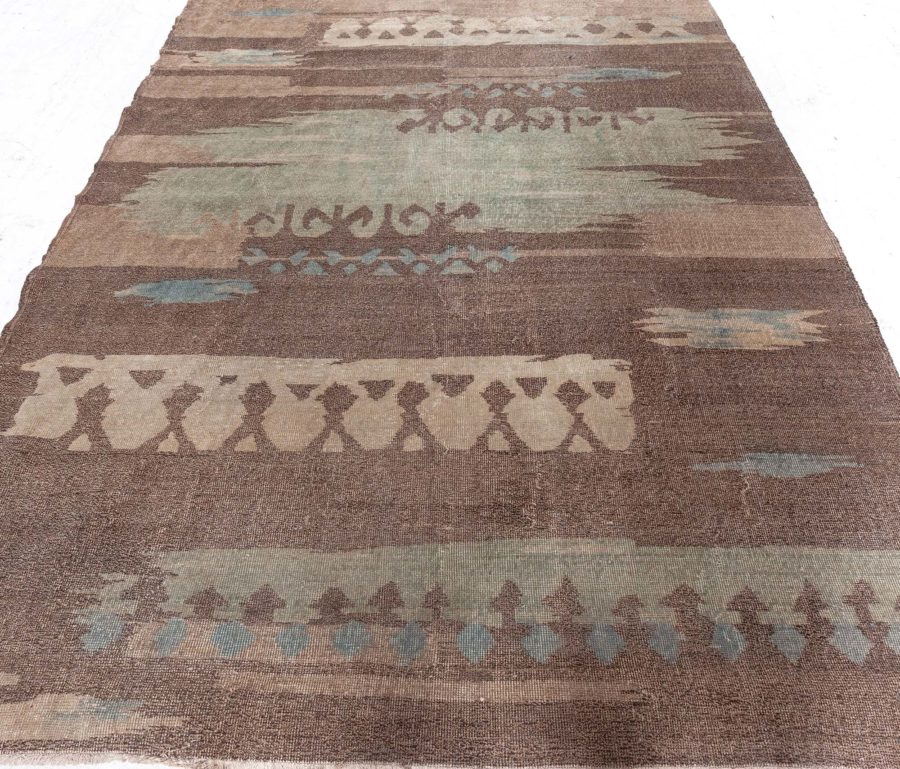 High-quality French Art Deco Brown Handmade Wool Rug BB5120