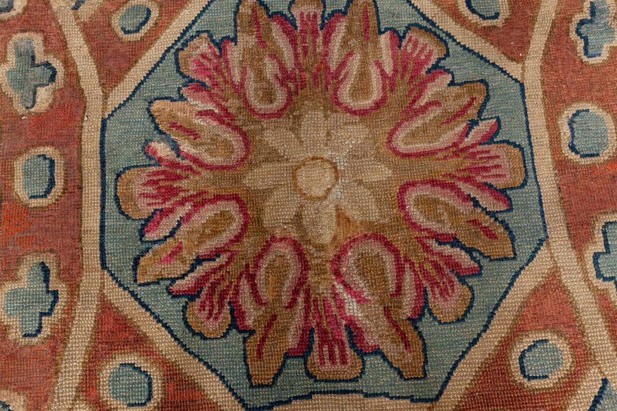 Large Authentic Savonnerie Bold Handmade Wool Rug BB5124