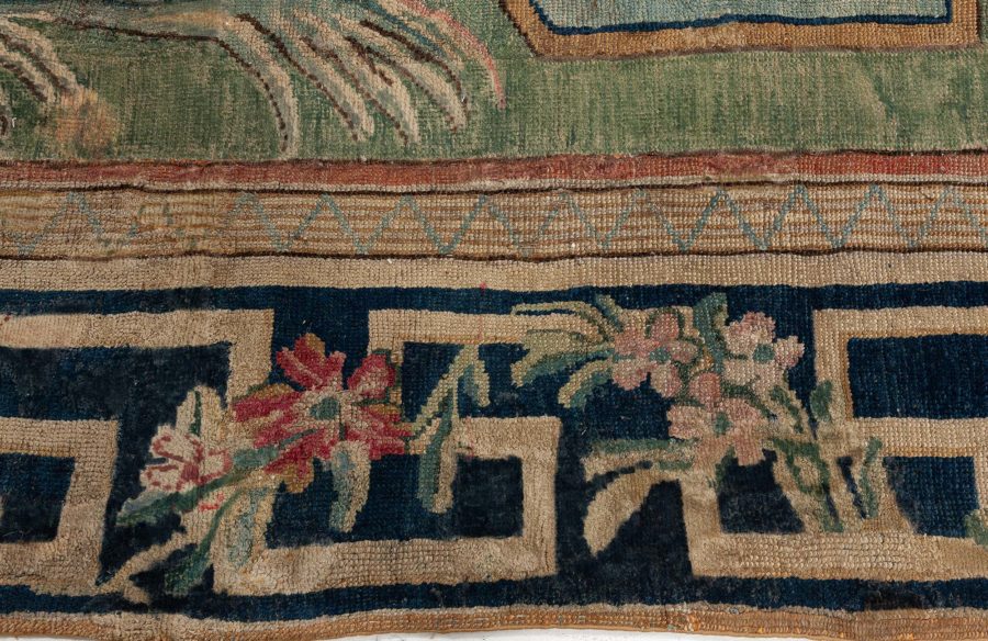 Large Authentic Savonnerie Bold Handmade Wool Rug BB5124