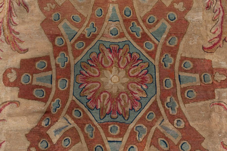 Large Authentic Savonnerie Bold Handmade Wool Rug BB5124