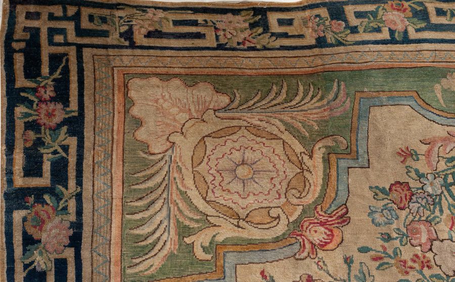 Large Authentic Savonnerie Bold Handmade Wool Rug BB5124