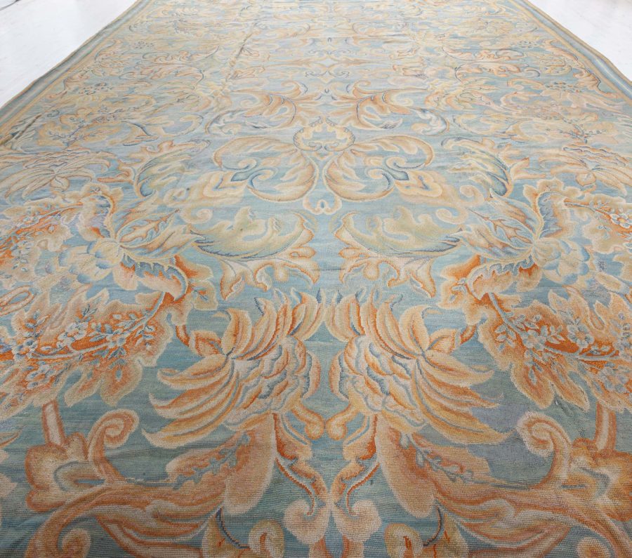 Antique English Needlework Beige Botanic Handmade Carpet BB5163