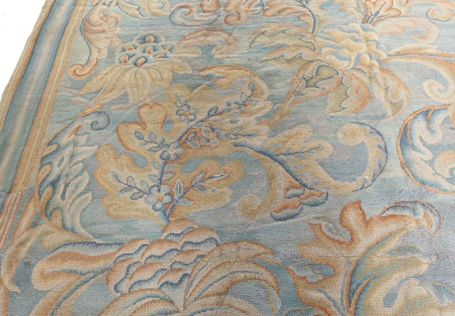 Antique English Needlework Beige Botanic Handmade Carpet BB5163