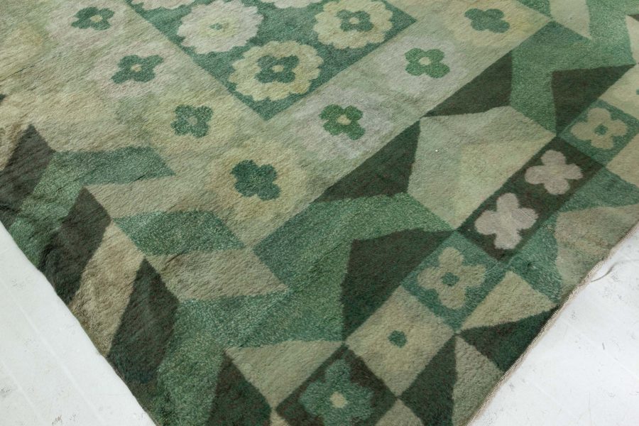 Art Deco Design Green Handmade Wool Carpet BB5190