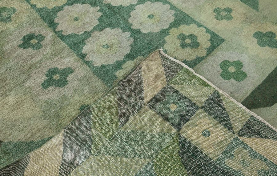Art Deco Design Green Handmade Wool Carpet BB5190