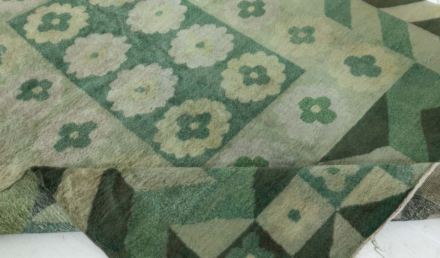 Art Deco Design Green Handmade Wool Carpet BB5190