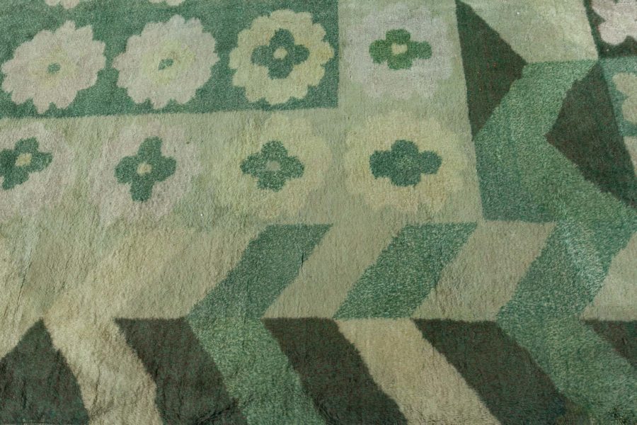 Art Deco Design Green Handmade Wool Carpet BB5190