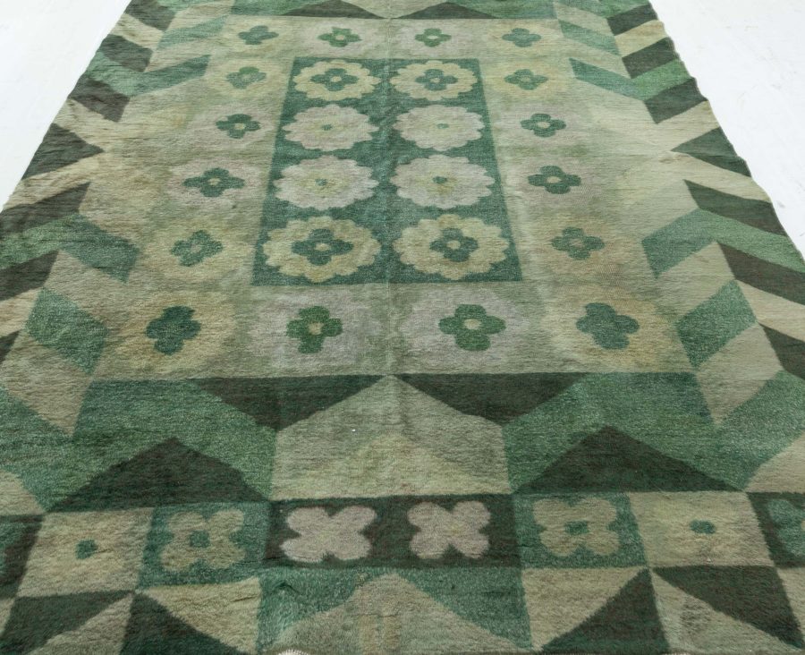 Art Deco Design Green Handmade Wool Carpet BB5190
