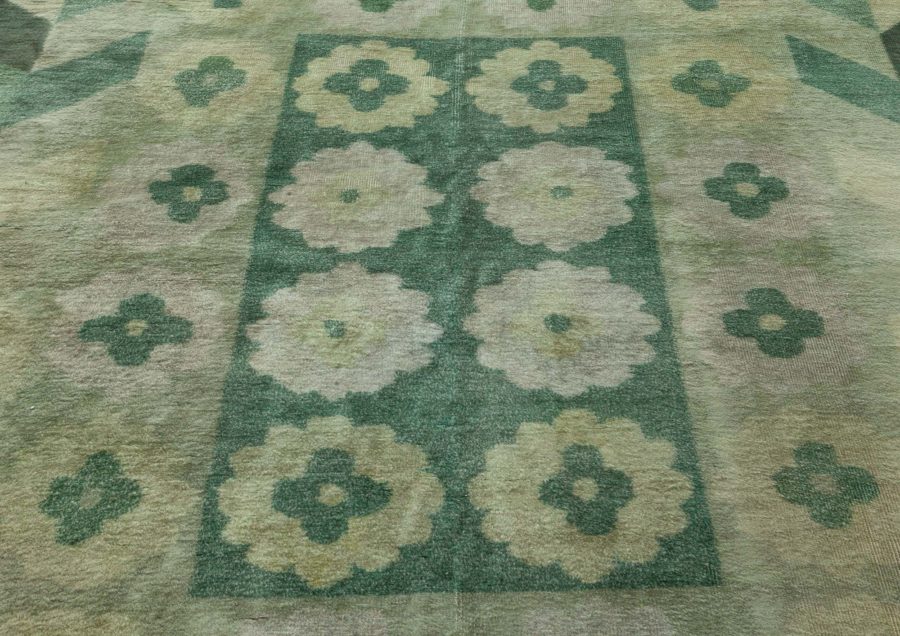 Art Deco Design Green Handmade Wool Carpet BB5190