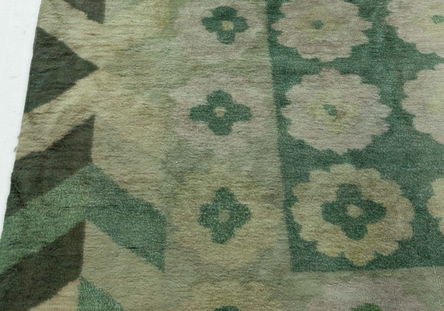 Art Deco Design Green Handmade Wool Carpet BB5190