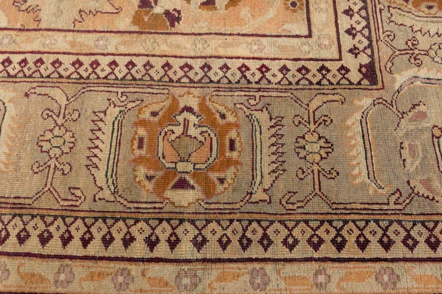 Late 19th Century Indian Amritsar Botanic Handmade Wool Rug BB5191