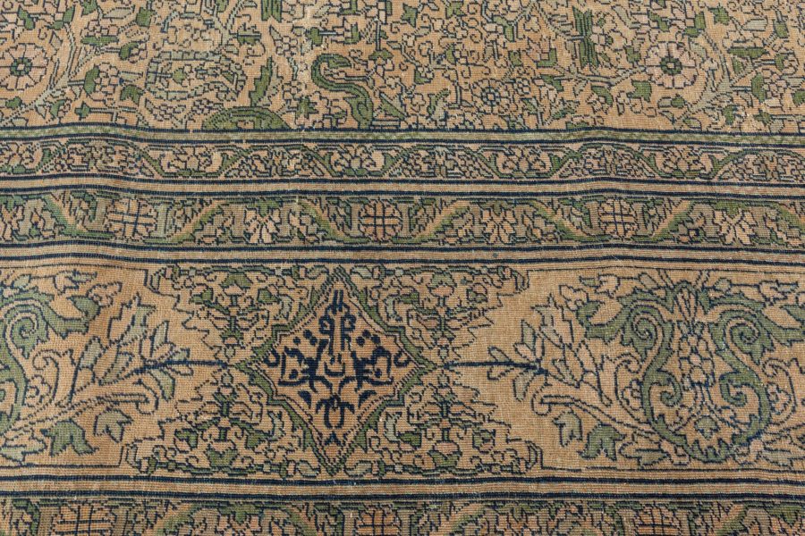 One-of-a-kind Vintage Indian Botanic Handmade Wool Carpet BB5195