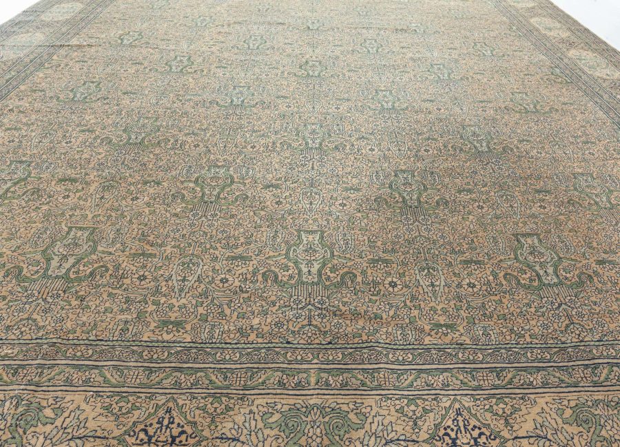 One-of-a-kind Vintage Indian Botanic Handmade Wool Carpet BB5195