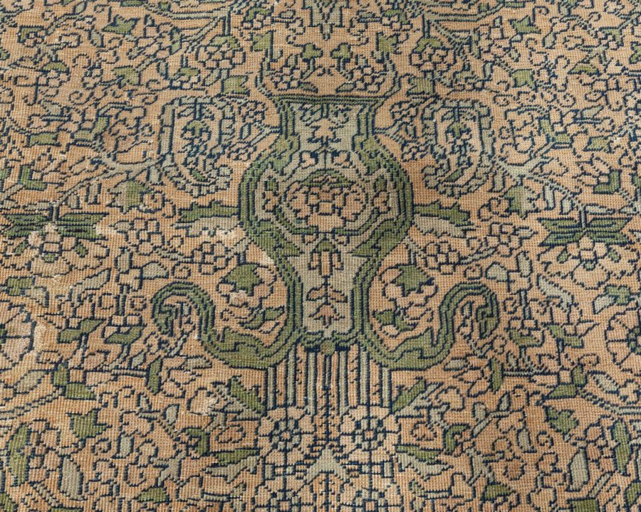 One-of-a-kind Vintage Indian Botanic Handmade Wool Carpet BB5195