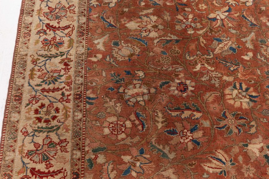 Authentic Persian Tabriz Brown Botanic Handmade Wool Rug BB5213