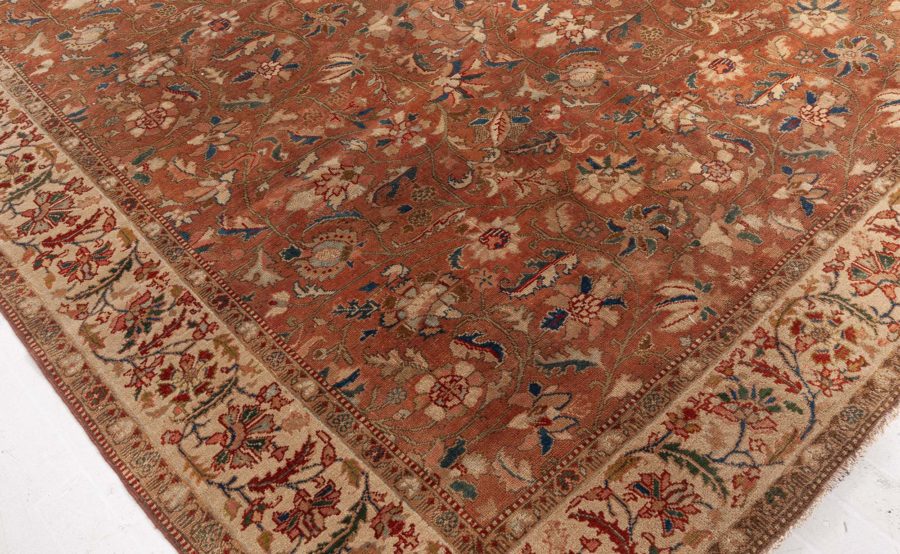 Authentic Persian Tabriz Brown Botanic Handmade Wool Rug BB5213