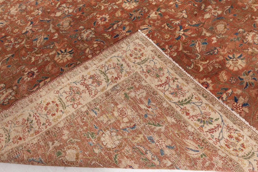 Authentic Persian Tabriz Brown Botanic Handmade Wool Rug BB5213