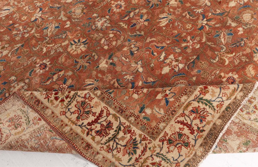 Authentic Persian Tabriz Brown Botanic Handmade Wool Rug BB5213