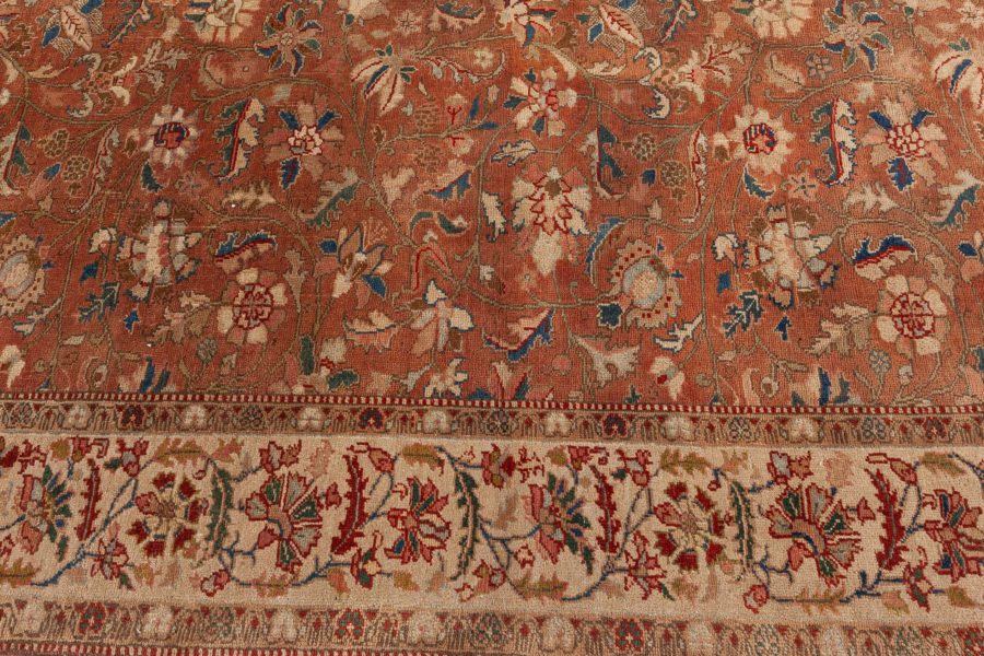 Authentic Persian Tabriz Brown Botanic Handmade Wool Rug BB5213
