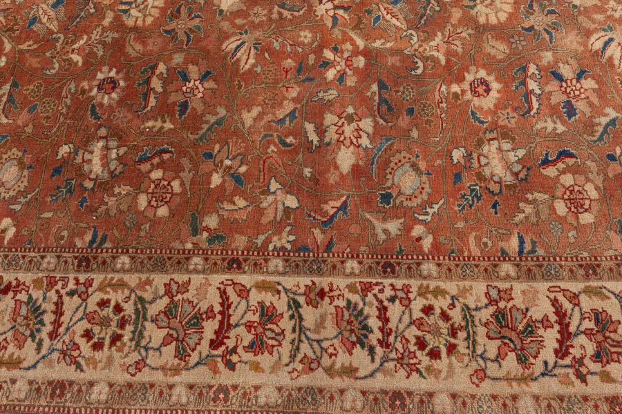 Authentic Persian Tabriz Brown Botanic Handmade Wool Rug BB5213