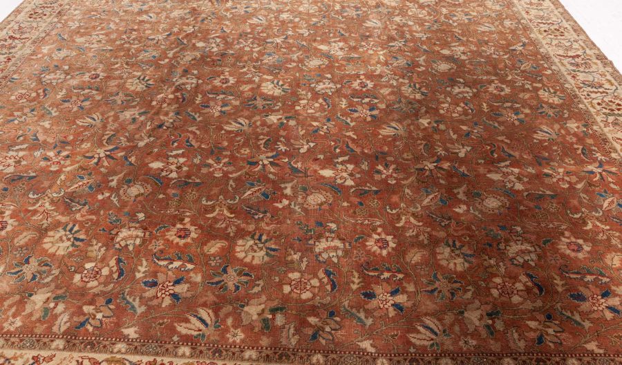 Authentic Persian Tabriz Brown Botanic Handmade Wool Rug BB5213