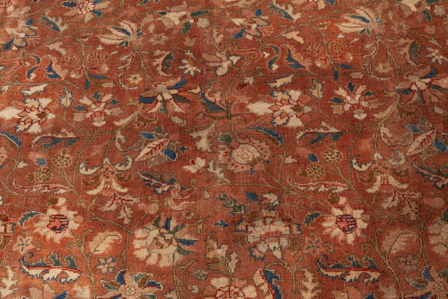 Authentic Persian Tabriz Brown Botanic Handmade Wool Rug BB5213