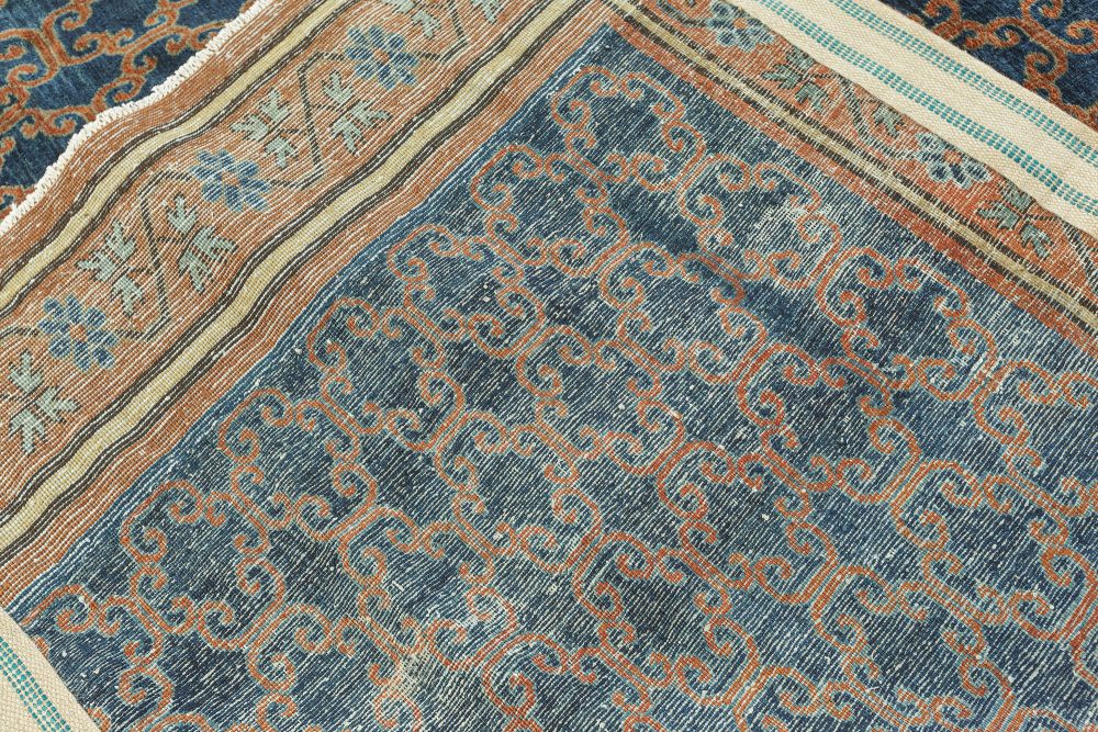 One-of-a-kind Large Vintage Samarkand Geometric Blue Brown (Size Adjusted) Rug BB5221