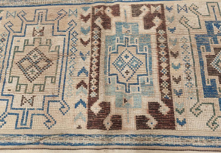 Vintage Moroccan Geometric Green Handmade Wool Kilim Rug BB5239