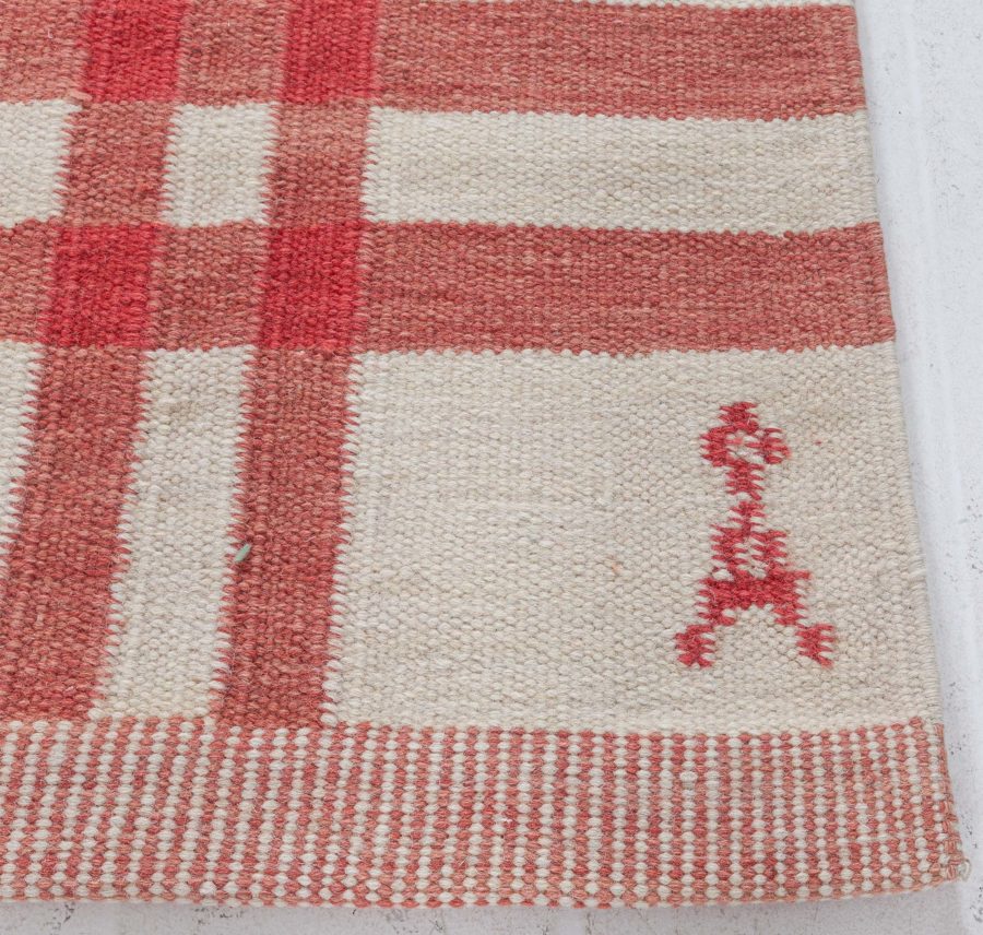 One-of-a-kind Mid-20th century Swedish Red Handmade Wool Rug BB5256