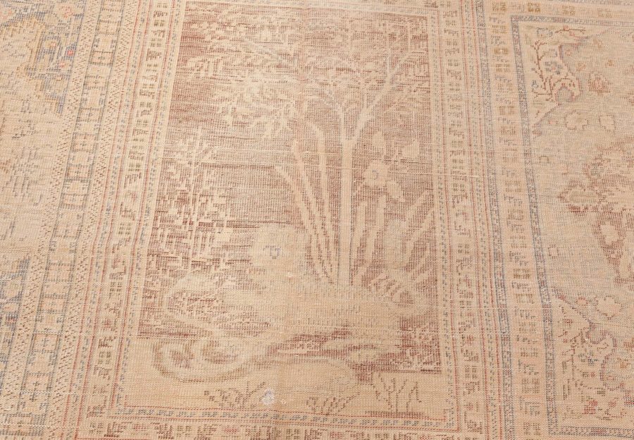 One-of-a-kind Antique Turkish Brown Abstract Botanic Rug BB5262