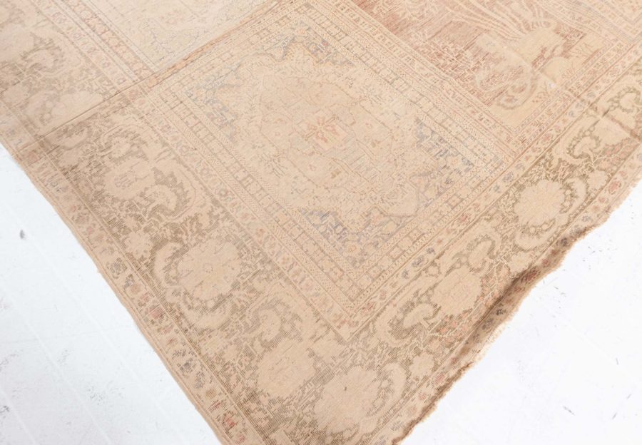 One-of-a-kind Antique Turkish Brown Abstract Botanic Rug BB5262
