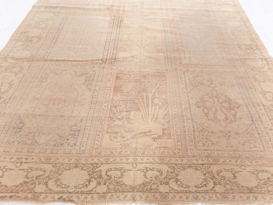 One-of-a-kind Antique Turkish Brown Abstract Botanic Rug BB5262