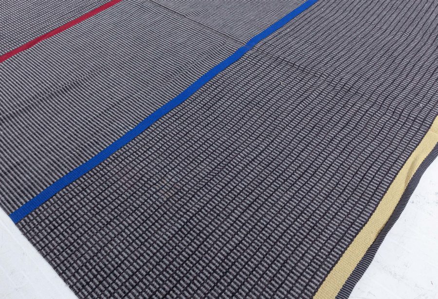 Mid-20th century Striped Gray Swedish Flat-Weave Rug by Lagerhem Ullberg BB5315