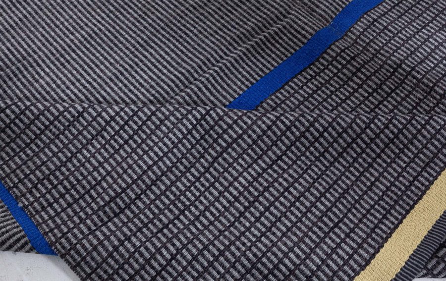 Mid-20th century Striped Gray Swedish Flat-Weave Rug by Lagerhem Ullberg BB5315