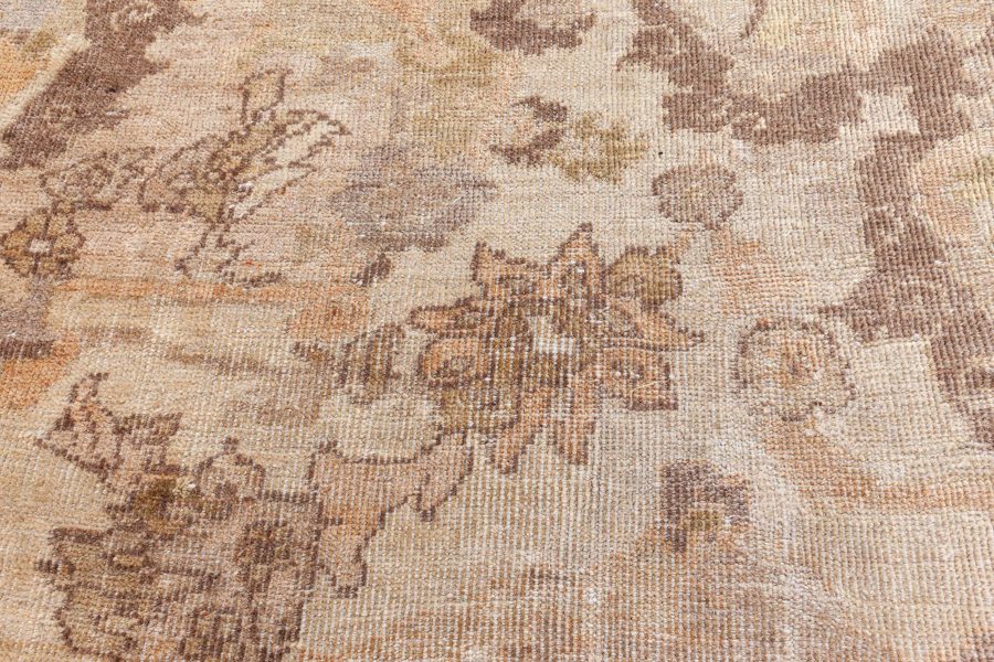 Antique Persian Sultanabad Beige and Brown Handwoven Wool Rug BB5317