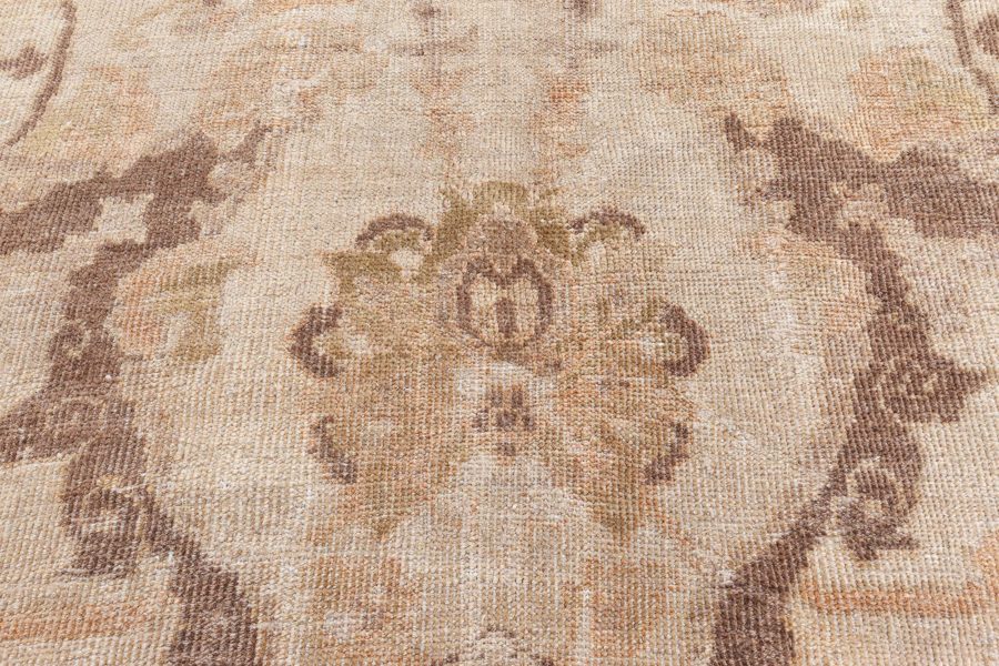 Antique Persian Sultanabad Beige and Brown Handwoven Wool Rug BB5317
