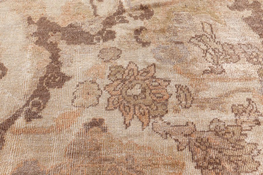 Antique Persian Sultanabad Beige and Brown Handwoven Wool Rug BB5317